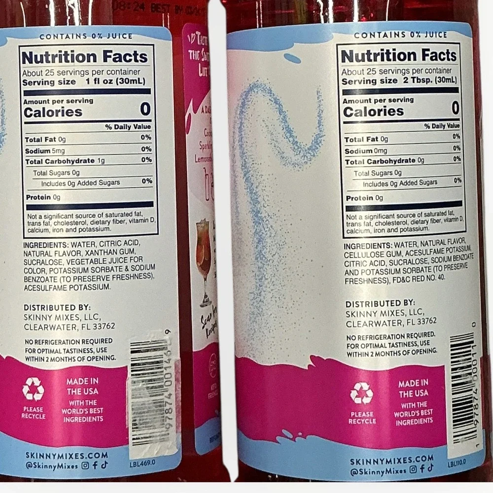 Two Jordans Skinny Mixes Strawberry Love Potion Syrup Sugar Free 0 Calorie Drink